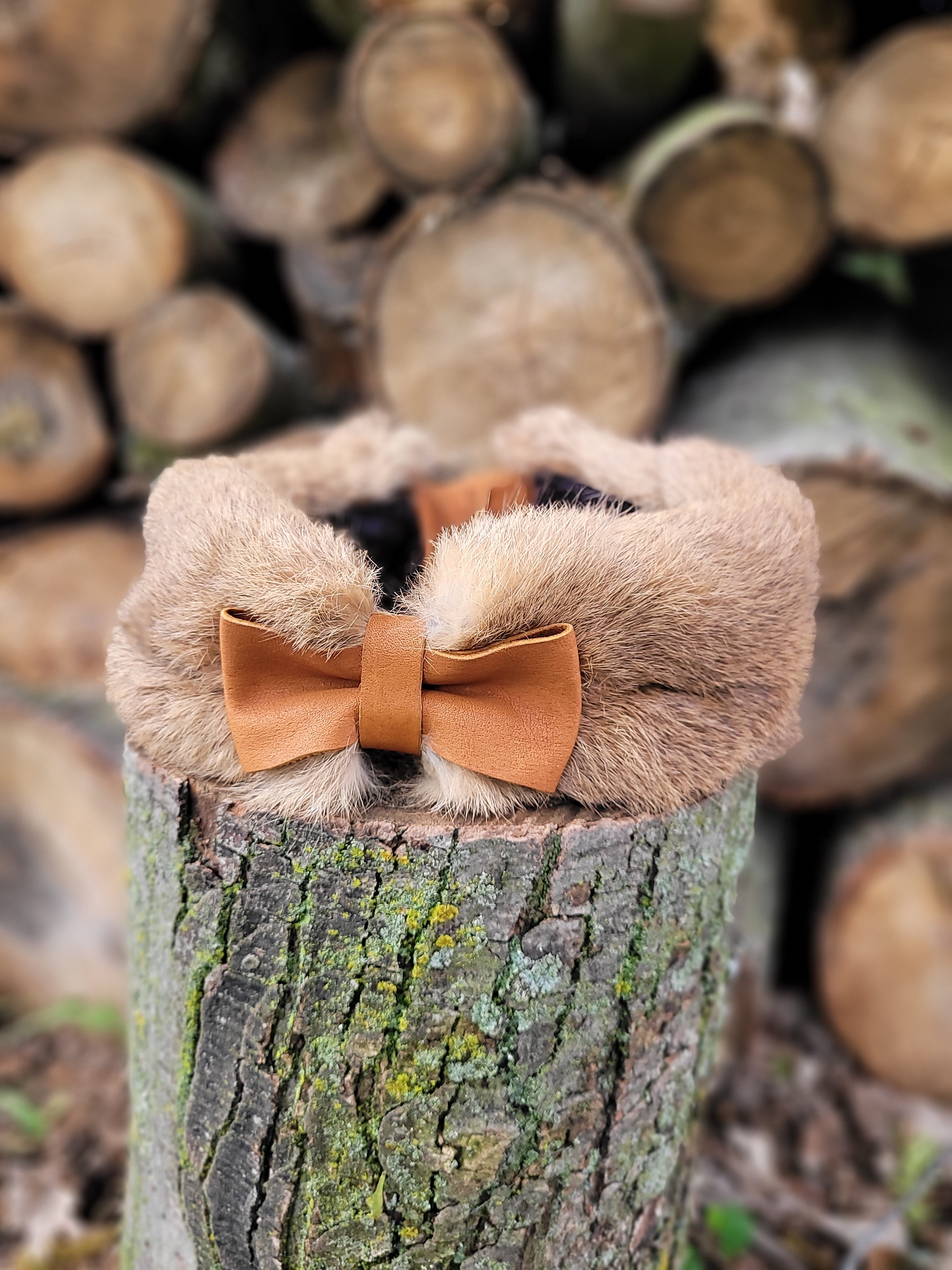 Bandeau en fourrure de lapin