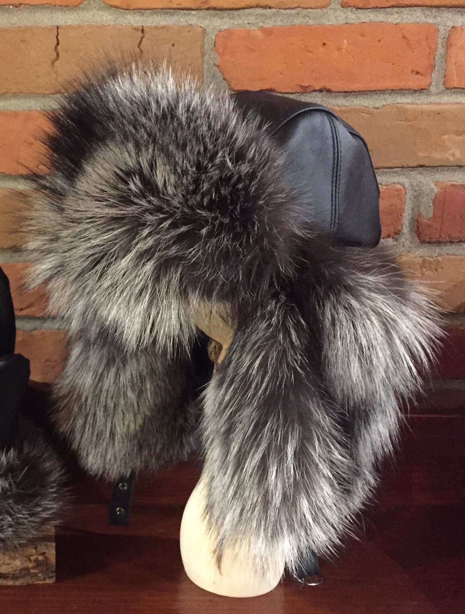 Silver fox fur hat